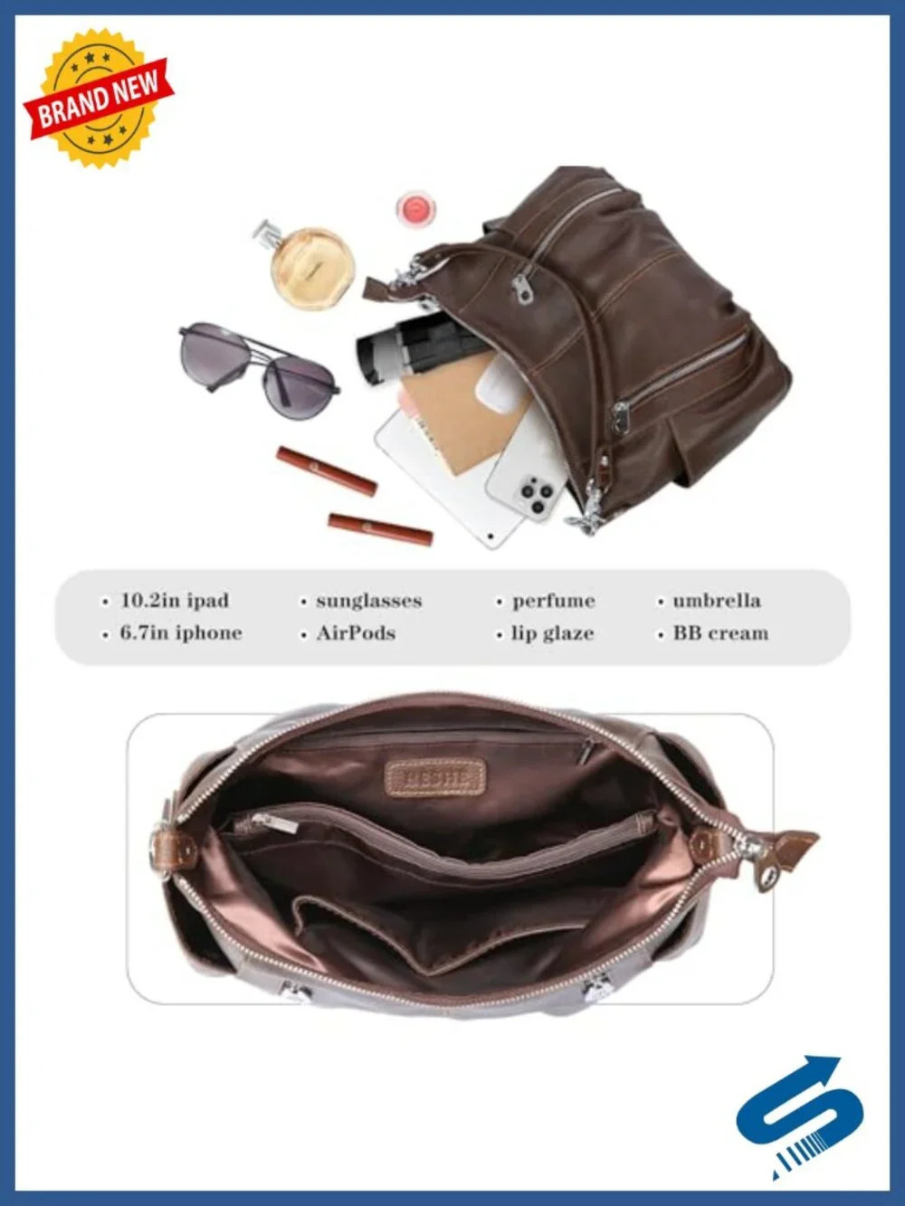 Genuine Leather Shoulder Hobo Bag Crossbody Satchel Handbag Tote Purse